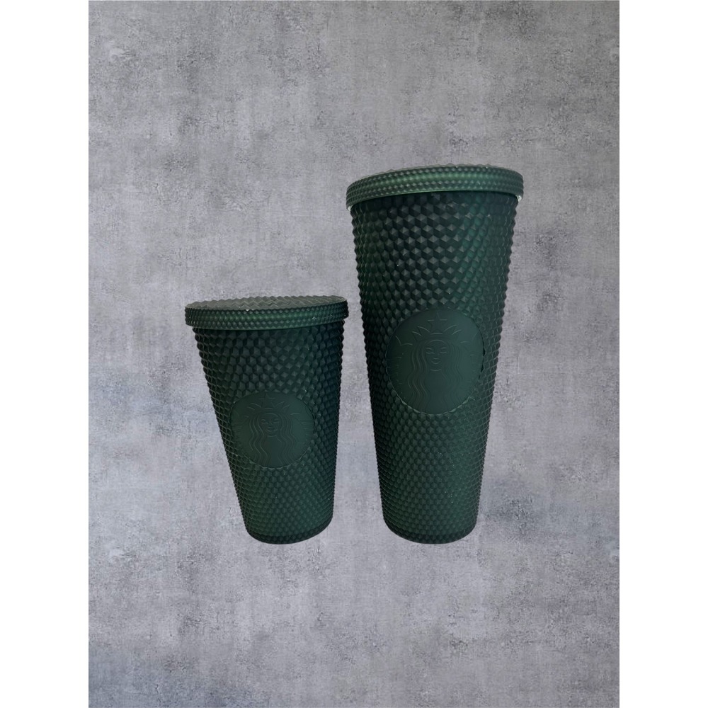 Starbucks Studded Tumbler Set 2 Venti Grande Texture Dark Green Matte Cold Cup